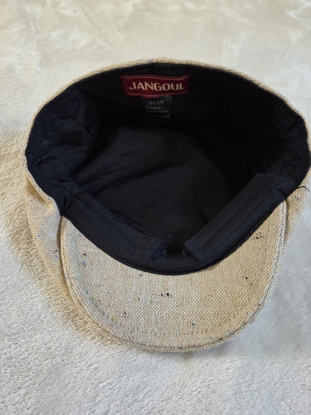 JANGOUL Speckled Tweed Newsboy Cap in Beige 54cm Wool Blend - Picture 3 of 4